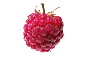 a vibrant pink raspberry perfectly centered and fully isolated on a plain 