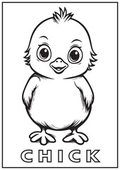 Cute Little Chick Coloring Page for Kids