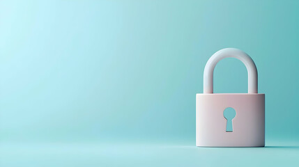 Fototapeta premium White Padlock on Light Blue Background