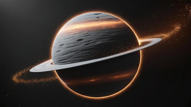 Glowing Saturn-style planet with radiant rings in deep space