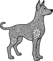Mandala Dog Coloring Sheet Traditional Indian Pattern Illustration.eps