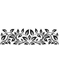 Elegant Black Floral Vine Border on White Background