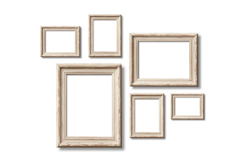 Pine wood picture frame Mockup Rustic and Vintage Style Group Frame