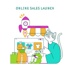 Obraz premium Business Cat. Flat Vector Illustration