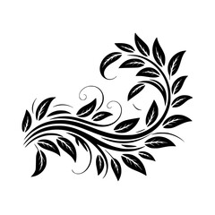 Elegant Black Floral Vector Design Element on White