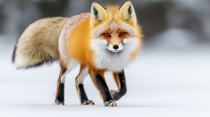 Fototapeta premium Red fox in winter snow
