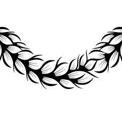 Elegant Black and White Floral Wreath Vector Illustration