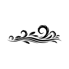 Elegant Black Floral Swirl Design on White Background