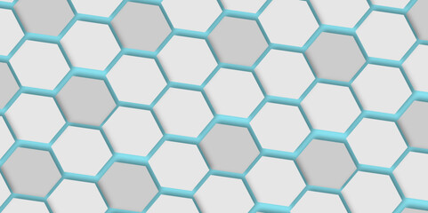 Abstract 3d white and grey hexagonal geometric texture pattern surface bright light honeycomb metal hexagon design.
