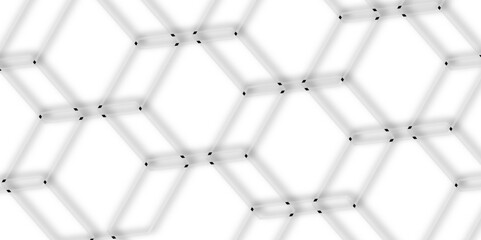 3d line hexagonal sofa pattern doted white background.