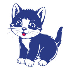 Cute Blue Cartoon Kitten