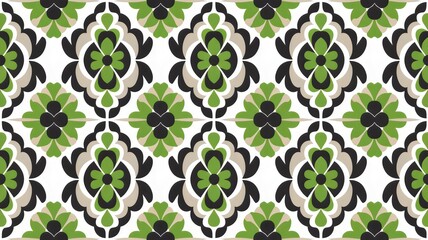 Abstract Floral Batik Pattern Wallpaper on White Background