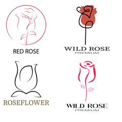 many Vector logo design templates and monogram design elements in simple l style with roses