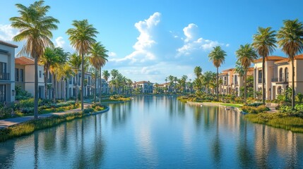 Fototapeta premium Luxury Waterfront Villas: Mediterranean Paradise