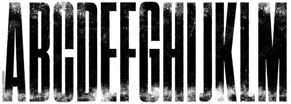 Fototapete textured font. rough letterpress texture ultra condensed font. extremely detailed, individually text