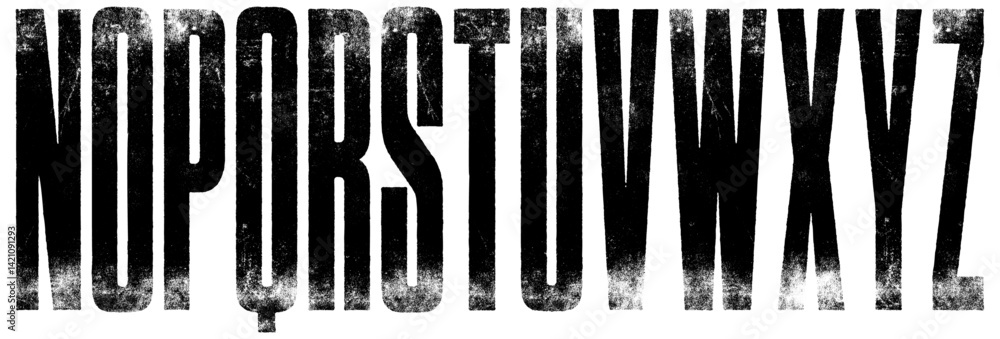 Fototapete textured font. rough letterpress texture ultra condensed font. extremely detailed, individually text