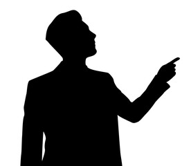 silhouette of a businessman pointing
