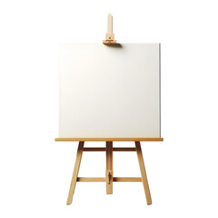 Artist Canvas on Wooden Easel in Sunlit Studio  Isolated PNG Transparent Background