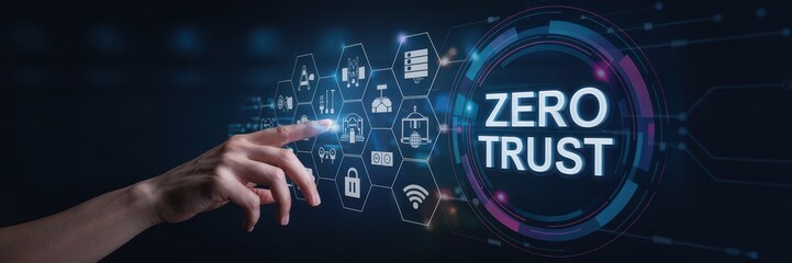 Zero trust security system displayed on a touch screen.