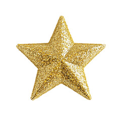 Glittery gold star on colorful striped background festive decoration