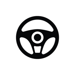 Steering wheel icon and symbol design isolated on a white background