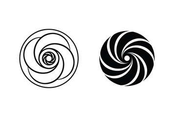 Abstract Swirl Shapes Circular Design Elements In Black And White Style