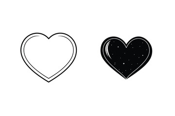 Monochrome Heart Symbols Minimalist Design Concept For Love Celebration And Decoration