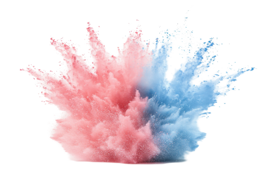 Stunning colorful powder blast suspended in motion over a pure white background for creative visuals