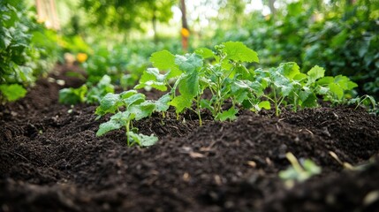 Young Plants Growing in Rich Soil