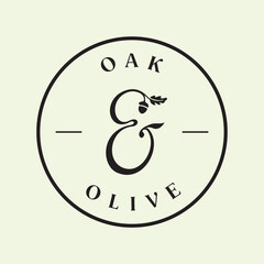 Oak and olive emblem logo, suitable for restaurant and cafe