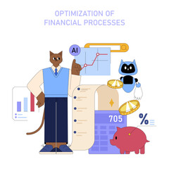 Ai For Global Business. Flat Vector Illustration