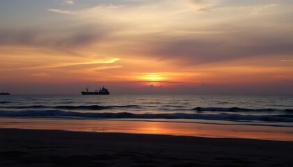 Fototapeta premium Sunset over ocean beach
