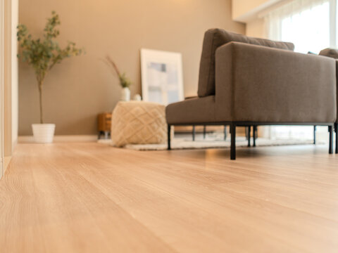 木目が美しいフローリング｜ローアングルから見る温かみのある空間