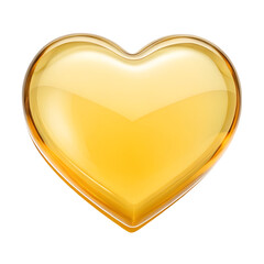3d yellow heart icon isolated on transparent background
