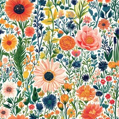 A beautiful floral pattern featuring classic flowers in soft hues for timeless decor