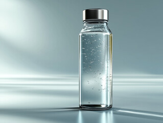 Realistic Clear Glass Water Bottle on White Background for Product Mockup Use