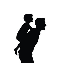 Playful Piggyback Ride Father and Child Silhouette