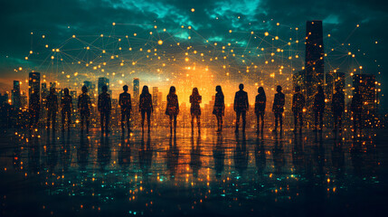 This conceptual image visualizes individuals coming together to form a unified team or business entity. Generative AI