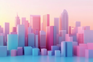 Obraz premium Pastel Futuristic Cityscape Skyline
