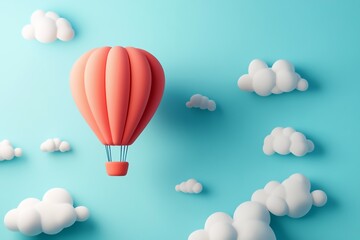 Obraz premium Hot Air Balloon in Cartoon Cloudy Sky