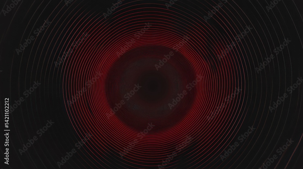Poster red and black concentric circles creating a visual tunnel effect