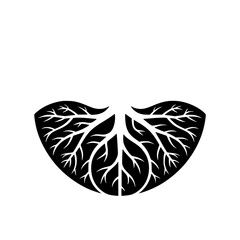 Black Leaf Vein Icon on White: Minimalist Botanical Design