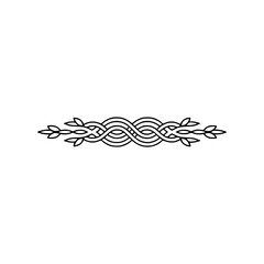 Elegant Minimalist Vector Ornament: Leaves & Intertwined Lines