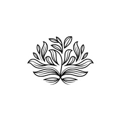 Minimalist Black Floral Logo on White, Elegant Botanical Design