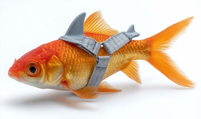 Fototapeta premium Goldfish with shark fin and harness