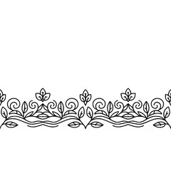 Elegant Black & White Floral Border: Decorative Design Element