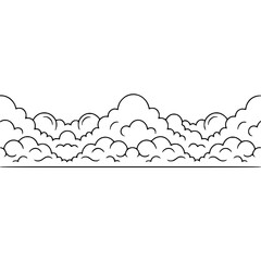 Minimalist Cloudscape Border Illustration, Black and White, Vector Graphic