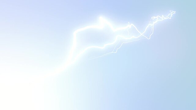 High-quality image featuring a bold white lightning bolt against a clear light blue sky. With its jagged and branching structure, the lightning stands out as a powerful and dynamic centerpiece. Waterm