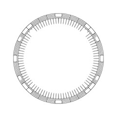 Minimalist Geometric Circular Frame with Ticks, Vector Graphic