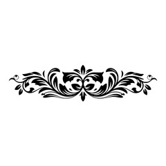 Elegant Black Floral Ornament on White Background